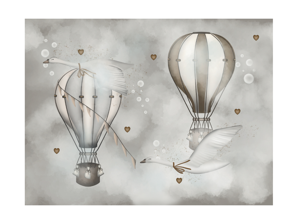 Luftballonger och Svanar Poster