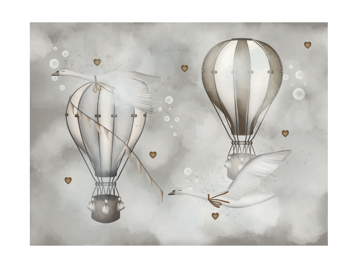 Luftballonger och Svanar Poster