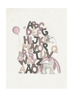 Rosa Unicorn Alfabetet Poster